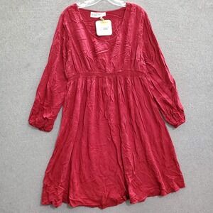 Ingrid & Isabel Maternity  Women Dress L Red Knee Length A Line Jacquard ‎ NWT